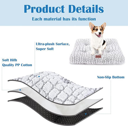 ULIGOTA Dog Bed Crate Mat Plush Kennel Pad for Small to Large Dogs - Soft, Anti-Slip, Comfy