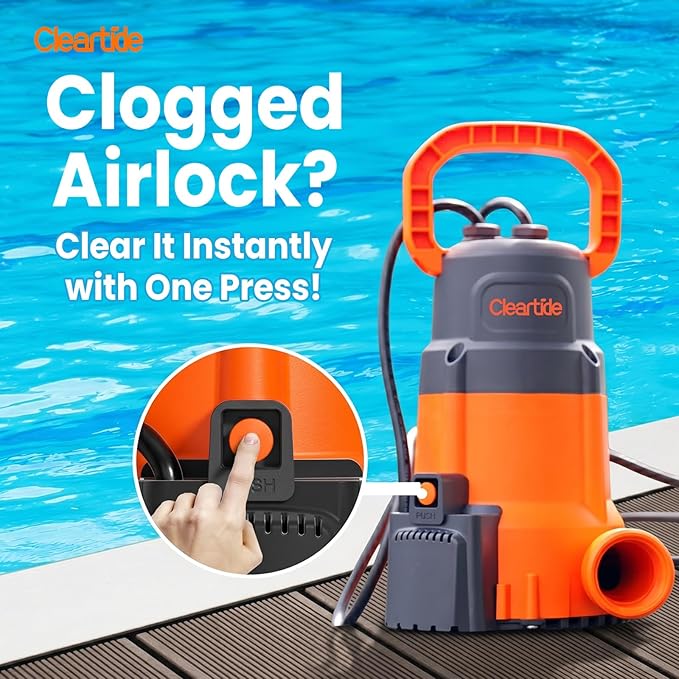 1/4 HP Submersible Utility Water Pump, 2160 GPH High Flow, Portable Sump Pump with Auto Water Sensor for Pool, Flooded Basement, Hot Tub, Pond Draining