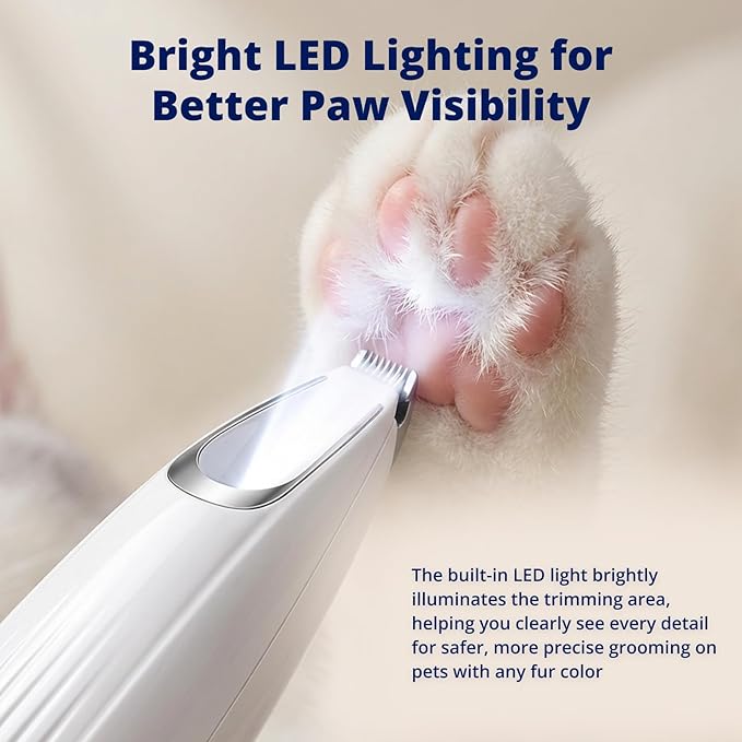 Silent Groom Pro Pet Paw Trimmer | Cordless Shaver for Dogs, Cats, Big & Small Animals with Light | Rechargeable Home and Salon Grooming Tool for Paws, Face, Ears, Butt