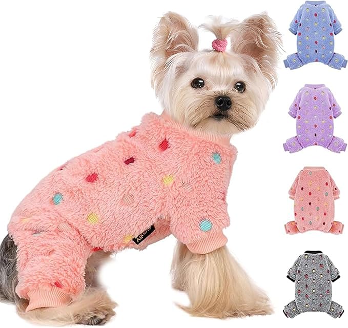 YIKEYO Dog Pajamas for Small Dogs Boy and Girl,Cotton Small Dog Sweater, Stretchable Pet Jammies Puppy Outfits for Dogs Female Male, Winter Doggie Pjs Clothes(Pink, S)