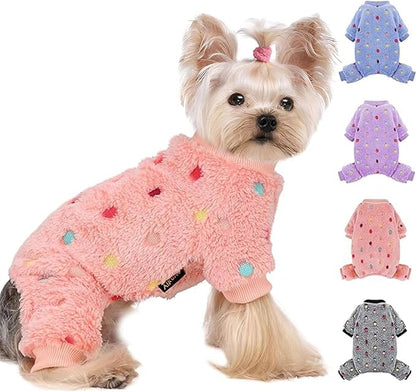 YIKEYO Dog Pajamas for Small Dogs Boy and Girl,Cotton Small Dog Sweater, Stretchable Pet Jammies Puppy Outfits for Dogs Female Male, Winter Doggie Pjs Clothes(Pink, S)