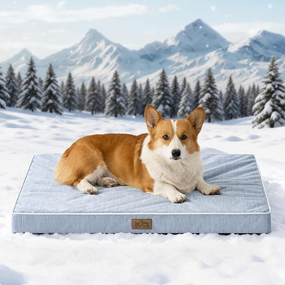 COZY KISS Cooling Dog Bed for Crate, Waterproof Orthopedic Dog Crate Mat with Removable Washable Cover, Egg Crate Foam Support Dog Bed, 36x27x3 Inch,Light Blue