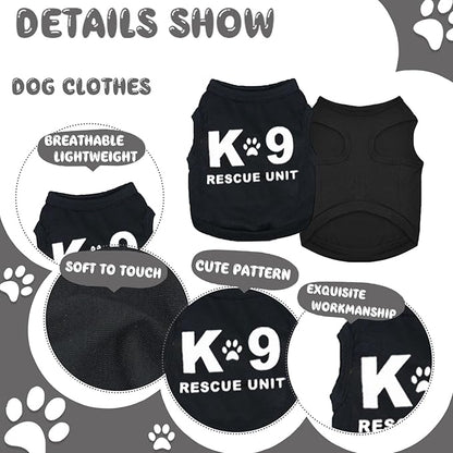 4 Pack Chihuahua Clothes Dog Clothes for Small Dogs Black Puppy Clothes Soft Chihuahua Clothes K9 Security Pattern Dog Shirt Summer Pet Clothing (Small)