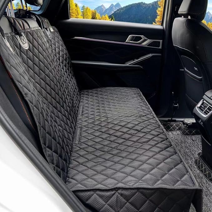 1PC Dog Car Seat Cover for Back Seat, Hard Bottom Back Seat Extender for Dogs, Waterproof Durable Car Seat Protector Reat Seat Covers for Cars, Trucks and SUVs, Black