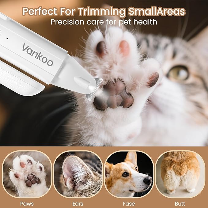 2 in 1 Dog & Cat Nail Clippers & Trimmers with LED Lights, Splash Guard - Pet Hair Trimmer for Around Paws, Ear, Eye,Face, Rump Rechargeable & IPX7 Waterproof Grooming Supplies for Dog, Cat