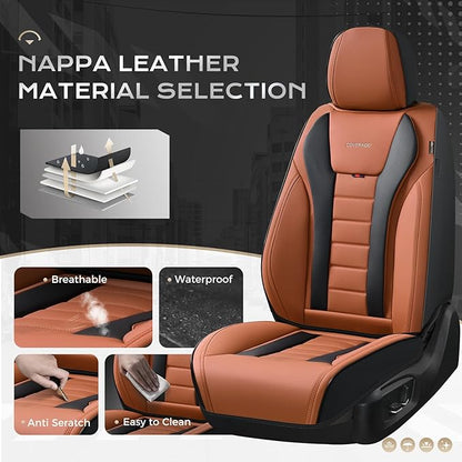 Coverado Car Seat Covers Full Set, Seat Covers for Cars, Front Seat Covers and Back Seat Cover Waterproof Leather Automotive Seat Cover, Universal Car Interior Protectors Cushion for Most Cars