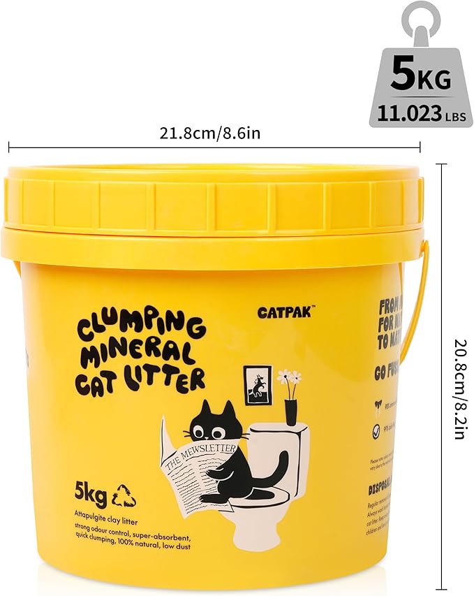 Clumping Cat Litter - 100% Natural Attapulgite Clay, Ultra-Low Dust (0.35%), Lock & Dry Technology for a Fresh Home, Fast Clumping & High Absorbency, Eco-Friendly, 13.2 LB (6, Kilograms)