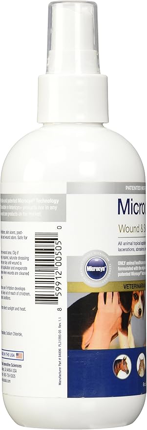 MicrocynAH Wound and Skin Care Sprayable Hydrogel, 8-Ounce