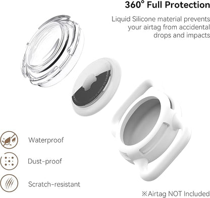 Waterproof AirTag Holder for Dog Collar, Soft Slide-On Dog AirTag Holder | Full-Body Protection, No-Dangle Fit, Ultra-Durable, Lightweight, Tool-Free Installation, Clear Cover, Fits Dog & Cat Collars