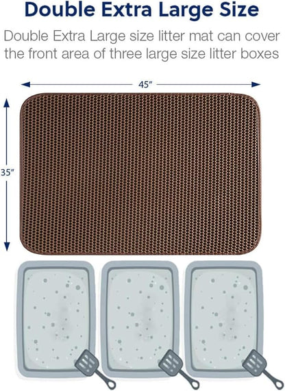 WePet Cat Litter Mat, Kitty Litter Trapping Mat, Honeycomb Double Layer Mats, No Phthalate, Urine Waterproof, Easy Clean, Scatter Control, Catcher Litter Tray Box Rug Carpet