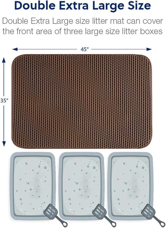 WePet Cat Litter Mat, Kitty Litter Trapping Mat, Honeycomb Double Layer Mats, No Phthalate, Urine Waterproof, Easy Clean, Scatter Control, Catcher Litter Tray Box Rug Carpet