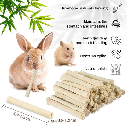 Sukh 320g Sweet Bamboo Chew-Sticks for Rabbits & Chinchillas - Natural Bunny & Rodent Bamboo Chew Toys for Teeth Grinding, Small Animal Chew Treats for Guinea Pig, Hamster, Chinchilla