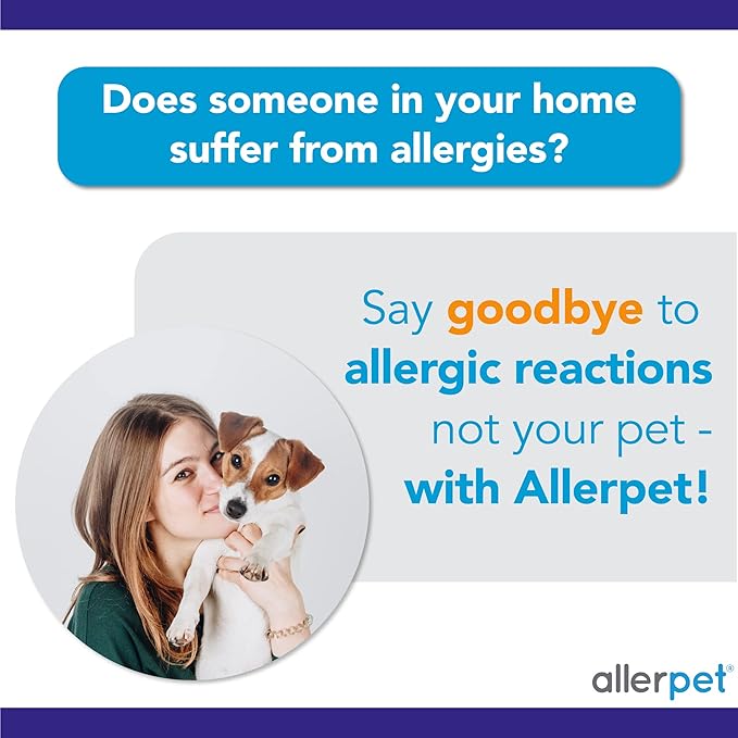 Allerpet Single Solution 16 fl oz Bottle Dander Remover for Pets - Relieves Allergies - Bonus Mitt to Easily Apply Solution to Your Pet
