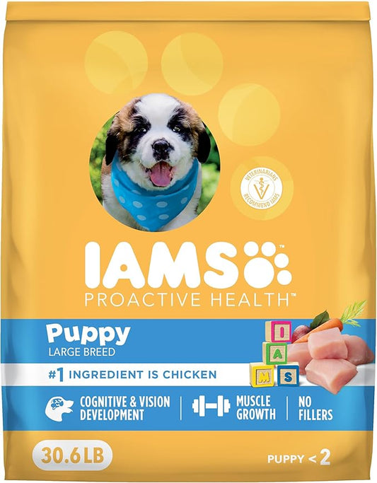 IAMS Proactive Health Puppy Food, Large Breed Premium Puppy Food for Large Dogs, 30.6 Lb. Bag