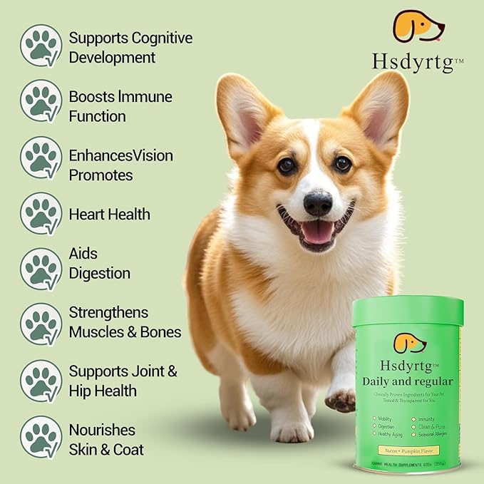 Dog Multivitamin - Pet Vitamins and Supplements 45-in-1 Daily to Support Joint, Immune System, Digestive Health, Skin & Coat with Chondroitin, Omega 3 & Probiotics, 8.8oz