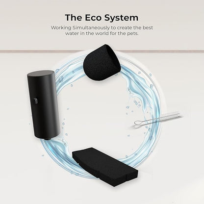 Penthouse Paws Smart Wireless Water Fountain Filter Black, 3 UltraFiltration Filters, 6 Foam Filters & 6 Sponges, Compatible with 3.5L Smart Wireless Fountain, Easy to Clean, for Cat and Dog, Black