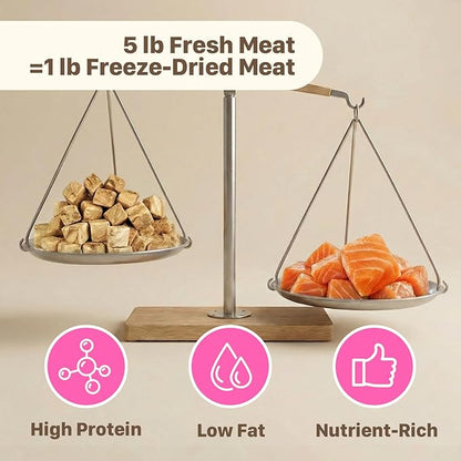 Freeze Dried Dog & Cat Treats – Single Ingredient Salmon, High Protein Training Treats & Food Topper, 10.6 oz