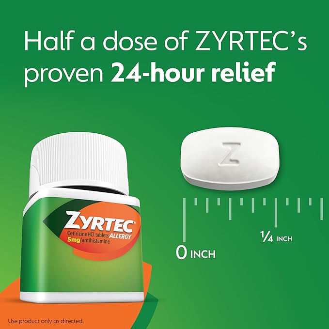Zyrtec 24 Hour Allergy Relief Tablets, Indoor & Outdoor Allergy Medicine for Adults with 5 mg Cetirizine Hydrochloride, Relief of Runny Nose, Sneezing, Itchy Eyes, Plus Dust, Mold & Pet Dander, 35 ct
