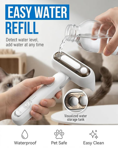 Spray Deshedding Brush for Cats & Dogs, 2-in-1 Mist Grooming Tool with Undercoat Removal, Anti-Static Pet Hair Remover, Gentle Stainless Steel Comb, No Flying Fur, Self Cleaning