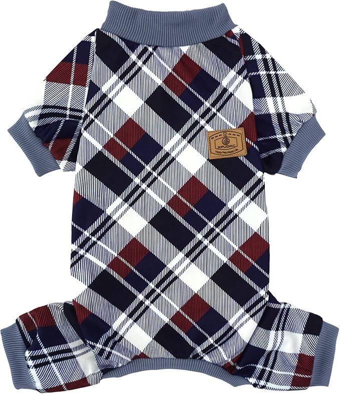 XPUDAC Dog Pajamas Soft Strechy Plaid Doggie Clothes for Small Medium Girl Boy Cat Apparel-2XL