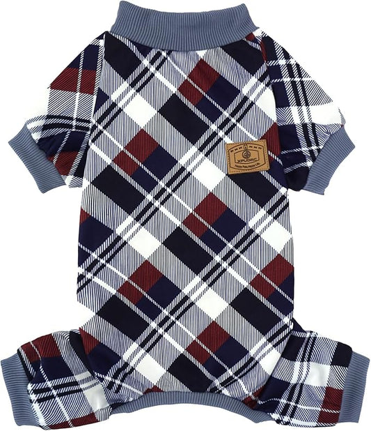 XPUDAC Dog Pajamas Soft Strechy Plaid Doggie Clothes for Small Medium Girl Boy Cat Apparel-2XL