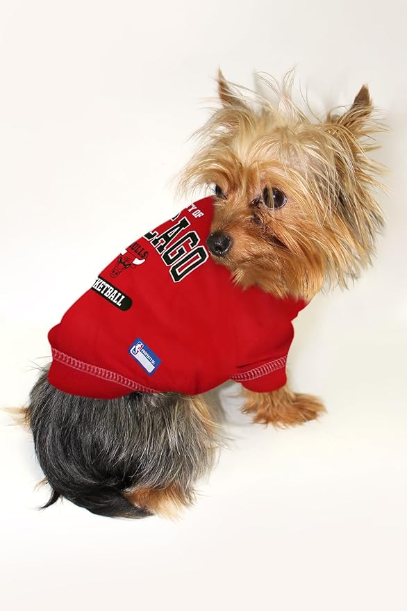 Pets First NBA Licensed Hoodies & T-shirt for Dogs & Cats, Chicago Bulls, Small