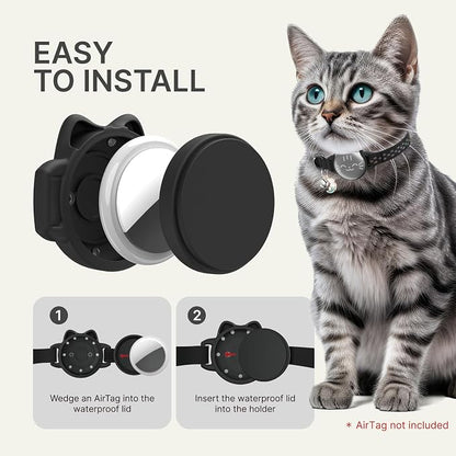 AirTag Cat Collar, Reflective Breakaway Collar, Hidden Holder with Bell | Compatible with Apple AirTag 1st & 2nd Gen, Lightweight Water-Resistant Strap for Cats, AirTag Not Included