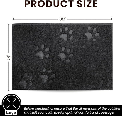 Andalus Large Cat Litter Mat, Pack of 2 - Waterproof, Non-Slip & Easy to Clean Cat Litter Box Mat for Extra Efficient Pet Litter-Trapping, Black (30” X 18”)