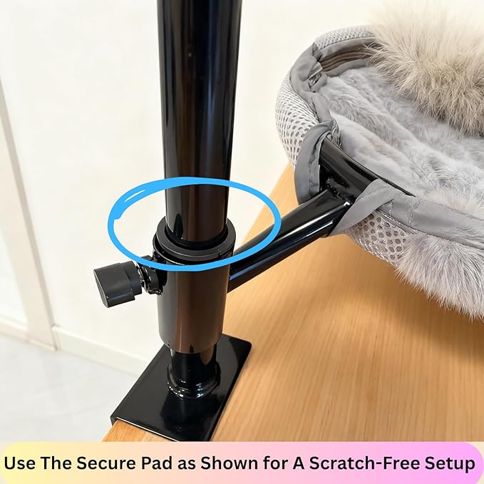 Cat Desk Bed, Adjustable & Rotating 360° Cat Desk Hammock, Dual-Side Elevated Pet Desk Bed w/Toy Mouse for Computer Desks, Island/Coffee Tables, Weight Capacity 33 LBS