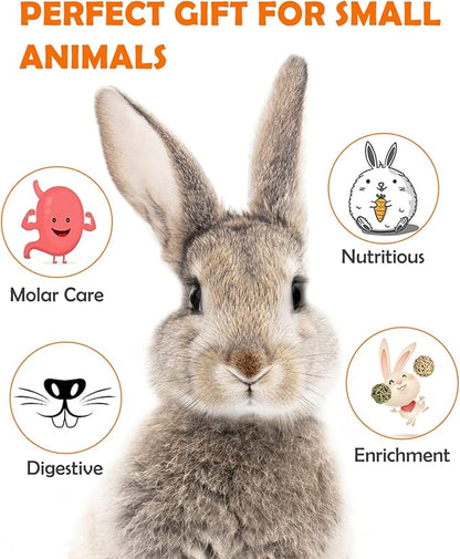 Sofier 12Pcs Timothy Hay Treats Rabbit Toys Bunny Toys Guinea Pig Natural Chews for Teeth Handmade Rabbit Chews and Treats Chinchilla Rat Hamster Gerbil