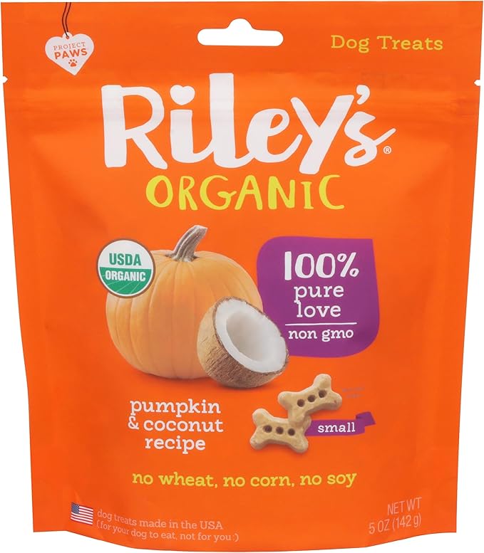 Riley's Organics Pumpkin & Coconut Small Bone Dog Treats 5 oz