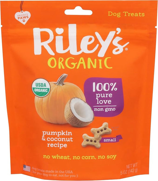Riley's Organics Pumpkin & Coconut Small Bone Dog Treats 5 oz