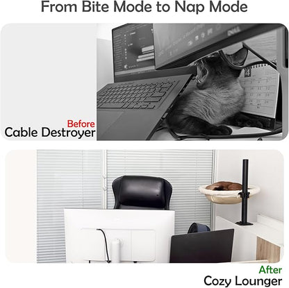 Cat Desk Bed - 360° Rotating & Height Adjustable, Cat Bed for Desk with Hammock, Sturdy Cats Bed for Desk with Removable Washable Cover, Supports Up to 50lbs, for Indoor Cats (14", Plush)