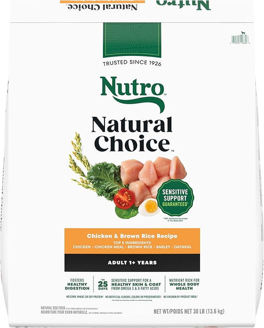 Nutro Natural Choice Dry Dog Food, Adult Dog Food Dry Chicken and Brown Rice Recipe, 30 lbs.