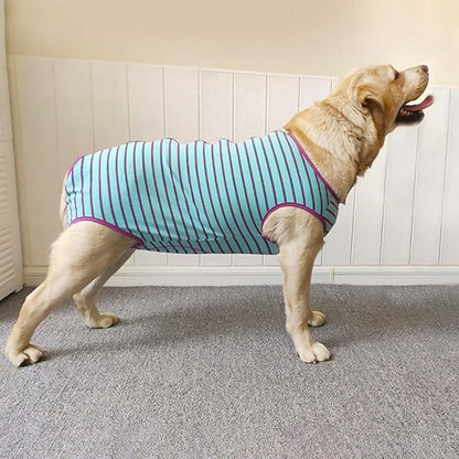 Dog’s Recovery Suit Post Surgery Shirt for Female Male Dog, E-Collar Alternative Wound Protective Clothes (Purple stripe-5xl)
