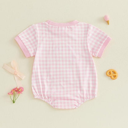 Baby Girl Summer Clothes Dog Bubble Romper Newborn Infant Plaid Onesie Spring Summer Toddler Bodysuit Clothes