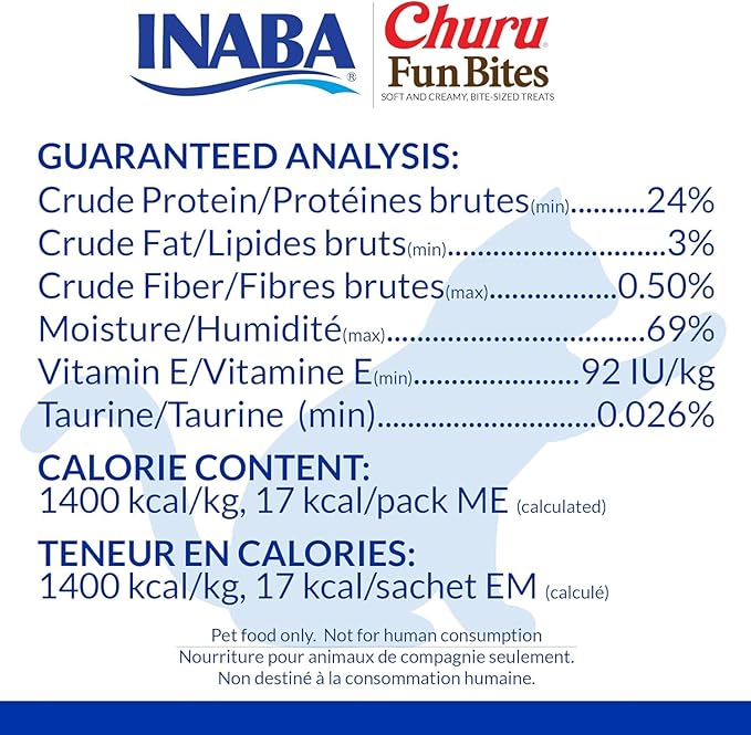 INABA Churu Fun Bites for Cats, Soft & Chewy Baked Chicken Wrapped Filled Cat Treats with Taurine, 0.42 Ounces Each Tetra, 9 Tetras (3 per Bag), Tuna with Cheese Recipe