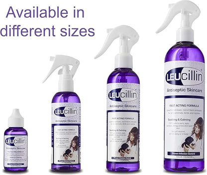 Leucillin Natural Antiseptic Dropper for Dogs, Soothes Itchy Skin and Promotes Healing, Effective Treatment for Dogs, Wound and Skin Care Solution for Pets, First Aid Kit Essential - 50ml