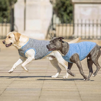 KYEESE 2Pack Dog Shirt, Lightweight Sun Protection Sleeveless Dog T Shirts for Medium Large Dogs Boy, Breathable Pet Reflective Tank Top Summer Dogs Clothes for Outdoor Walking, Grey+Light Blue, 2XL
