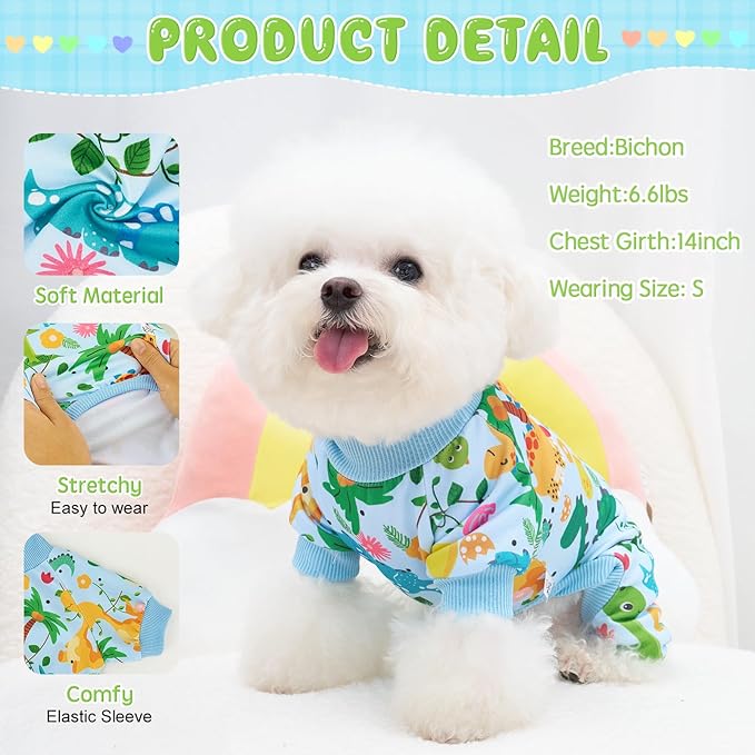 XPUDAC Dog Pajamas for Small Medium Dogs Comfy Puppy Clothes Pjs Cute Doggie Jammies Cat Pet Outfits, 215-XS