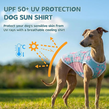 UPF 50+ Sun Protection Dog T-Shirt, 2 Pack Lightweight Sleeveless Dog Vest for Medium Large Dogs Girl – Reflective Strips, Quick-Dry Pet Apparel, Sports Fan Shirt P23ST00513XXXL