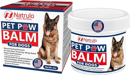 Natrulo Pet Paw Balm for Dog - Natural Healing Ointment for Itchy Paws, Grooming, Allergy Relief, Repair, Pad Protection – Soothing Unscented Shea Butter Moisturizer for Itching, Dryness, Licking 2oz