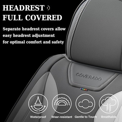 Coverado Car Seat Covers, Front Covers for Cars, Car Seat Cover Front Seats, Automotive Seat Cover, Waterproof, Leather Car Seat Cushion, Universal Interior Seat Protectors for Most Cars Black