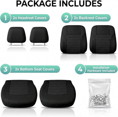 FH Group Automotive Car Seat Covers Front Set Premium 3D Air Mesh Front Seat Covers, Airbag Compatible Universal Fit Interior Accessories for Cars Trucks and SUVs - Black