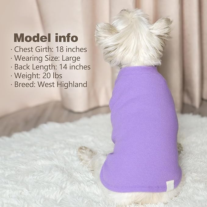 KYEESE 2Pack Waffle Dog Shirts, Lightweight Sleeveless Dog T Shirts for Small Dogs Boy Girl, Breathable Pet Vest Comfortable Tank Top Soft Dogs Clothes for Daily Wear, Purple+Grey, M