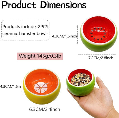 Hamiledyi Hamster Bowl,Pet Ceramic Food Water Feeding Dish Guinea Pig Water Rat Bowl for Gerbil Mouse Chinchilla Hedgehog Sugar Glider(2PCS)