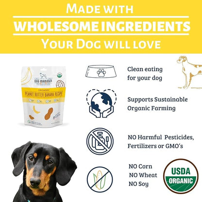 Dog Mamma's Organic Peanut Butter Banana Recipe - Certified Organic Dog Treats 6 oz