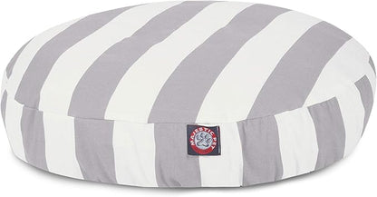Majestic Pet Indoor Outdoor Vertical Stripe Round Pet Dog Bed with Removable Washable Cover, Gray, Large