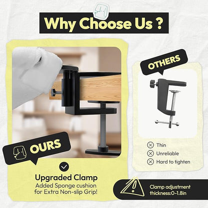 Adjustable Cat Desk Bed, Sunken Design Cat Hammock, Supports Up to 50 lbs, Sturdy Metal Frame with Secure Clamp, Removable Faux Rabbit Plush Cover, Perfect for Home or Gaming Desk (White, XL)