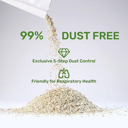 FUKUMARU Tofu Cat Litter - Natural Lightweight Bean Dregs & Corn Starch Cat Litter Pellets, Dust Free Quick Clumping, Effective Odor Control, Flushable, Low Tracking, 32lb (8lb x 4 Bags)
